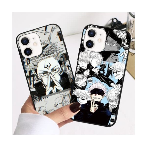 2 Pièces Coque pour iPhone 12 Pro/iPhone 12 6.1 avec Anime Jujutsu Kaisen Gojo Satoru Itadori Yuji Manga 3D Imprimé Motiv C