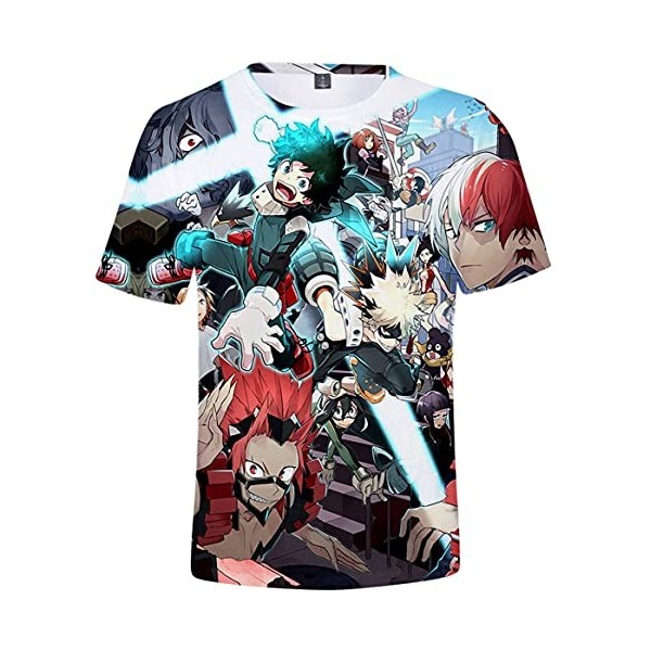 YIMIAO Homme Impression en 2D à Manches Courtes Été Unisexe My Hero Academia T-Shirt Garçon Vetement de Sport Tshirt Japanese