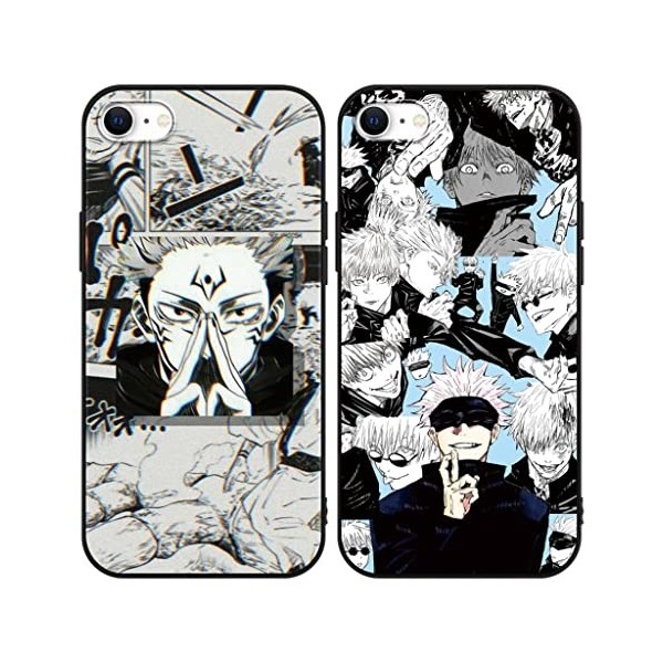 2 Pièces Coque pour iPhone 8/iPhone 7/iPhone SE 2022/2020 4.7 Anime Jujutsu Kaisen Gojo Satoru Itadori Yuji Manga 3D Motiv 