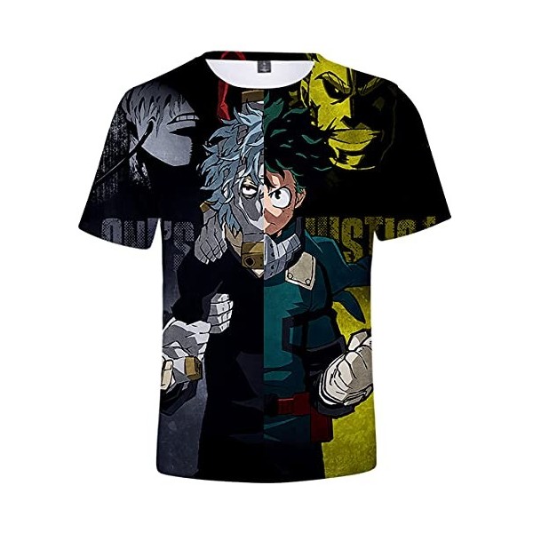 YIMIAO Homme Impression en 2D à Manches Courtes Été Unisexe My Hero Academia T-Shirt Garçon Vetement de Sport Tshirt Japanese