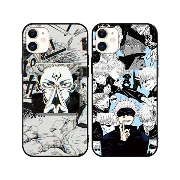 2 Pièces Coque pour Apple iPhone 11 6.1 avec Anime Jujutsu Kaisen Gojo Satoru Itadori Yuji Manga 3D Imprimé Motiv Case Doux