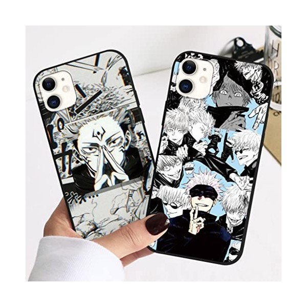 2 Pièces Coque pour Apple iPhone 11 6.1 avec Anime Jujutsu Kaisen Gojo Satoru Itadori Yuji Manga 3D Imprimé Motiv Case Doux