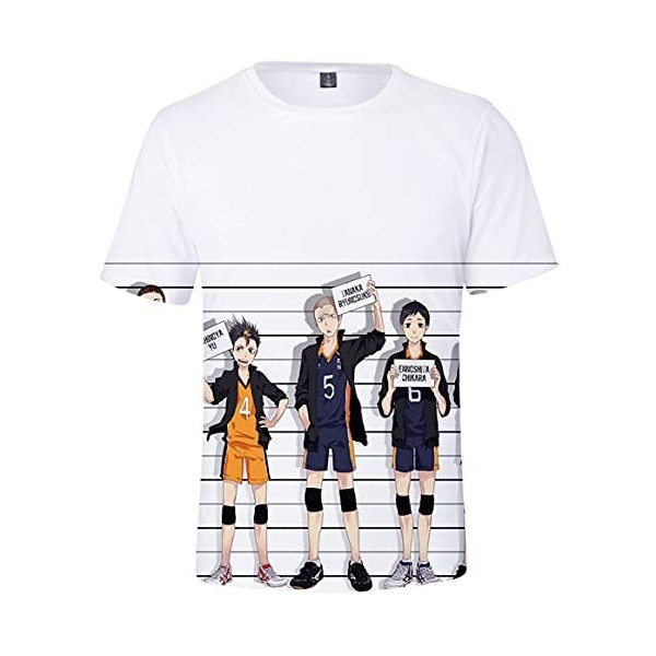 YIMIAO Garçon Fille Kageyama T-Shirts 3D imprimé Couleur à Manches Courtes Haikyuu Été Homme Japonais Karasuno Tee Shirt M 
