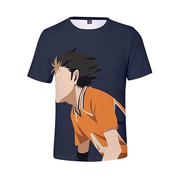 YIMIAO Garçon Fille Kageyama T-Shirts 3D imprimé Couleur à Manches Courtes Haikyuu Été Homme Japonais Karasuno Tee Shirt M 