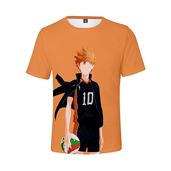 YIMIAO Garçon Fille Kageyama T-Shirts 3D imprimé Couleur à Manches Courtes Haikyuu Été Homme Japonais Karasuno Tee Shirt M 