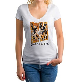 GR8Shop Karasuno High School Friends Inspires Team Haikyu Chemise Femme col V Noir Size S