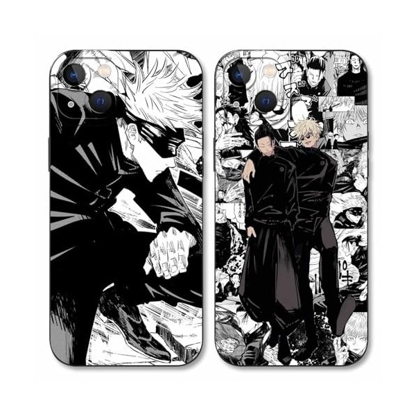 LYUBFDC 2 Pièces Coque pour Apple iPhone 13 6.1, avec Anime Motif Jujutsu Kaisen Gojo Satoru Itadori Yuji Manga Antichoc TP