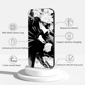 LYUBFDC 2 Pièces Coque pour Apple iPhone 13 6.1, avec Anime Motif Jujutsu Kaisen Gojo Satoru Itadori Yuji Manga Antichoc TP