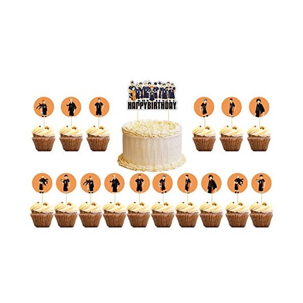 Haikyu Lot de 24 décorations de gâteau danniversaire pour uniforme de volleyball