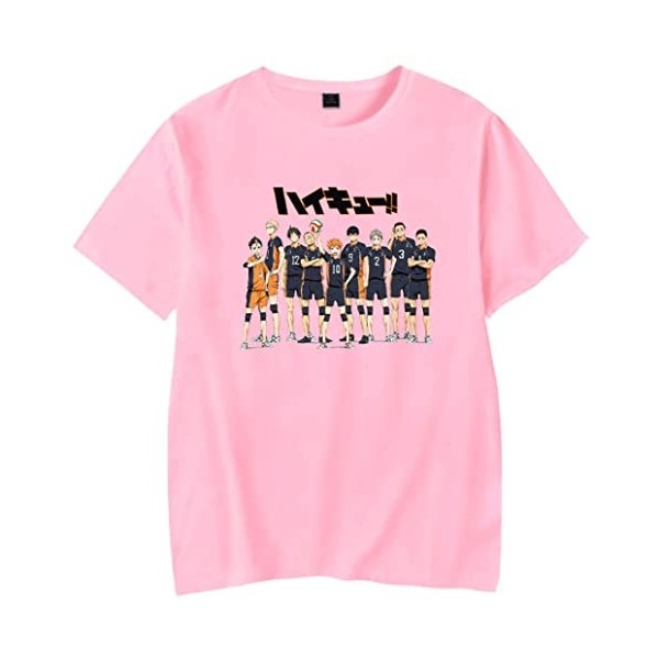 YIMIAO Garçon Fille Kageyama T-Shirts Couleur à Manches Courtes Haikyuu Été Homme Japonais Animé Karasuno Tee Shirt S 