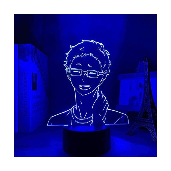 Anime Kei Tsukishima 3D Led veilleuse Illusion décoration lampe pour chambre enfants anniversaire Manga Haikyu Tsukishima 7 c