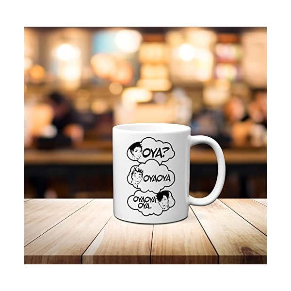 Iwa Chan Haikyu Mug Nekoma Haikyuu Karasuno Oya? Oyaoya Oya Tasse à café blanche