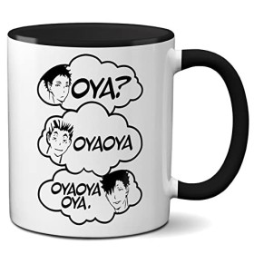 Iwa Chan Haikyu Mug Nekoma Haikyuu Karasuno Oya? Oyaoya Oya Tasse à café blanche avec bord et poignée noirs