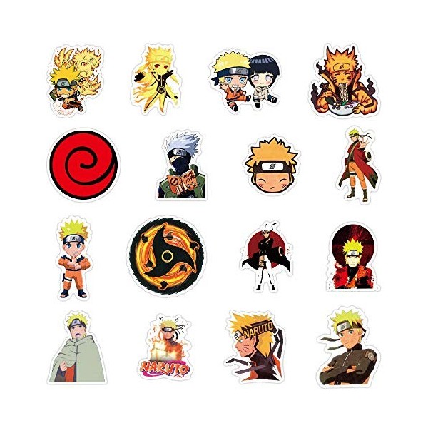 50 pièces Naruto autocollants pour ordinateur portable Anime Stickers imperméables pour planche à roulettes, bagages, casque,