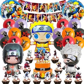 POVALLOV 35Pcs Narut Anniversaire Décoration Ballons,Naruto Gateau Decoration Ensemble de Décoration Ballon de Fête dAnniver