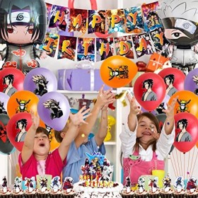 POVALLOV 35Pcs Narut Anniversaire Décoration Ballons,Naruto Gateau Decoration Ensemble de Décoration Ballon de Fête dAnniver