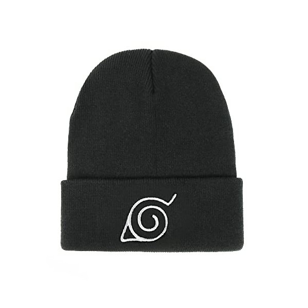 Bonamana Anime Naruto Bonnet en tricot dhiver Bonnet à enfiler Broderie Blanc Doux Bonnet de ski pour enfants Garçons Filles