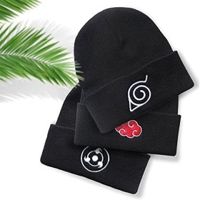 Bonamana Anime Naruto Bonnet en tricot dhiver Bonnet à enfiler Broderie Blanc Doux Bonnet de ski pour enfants Garçons Filles