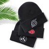 Bonamana Anime Naruto Bonnet en tricot dhiver Bonnet à enfiler Broderie Blanc Doux Bonnet de ski pour enfants Garçons Filles