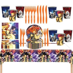Decoration Anniversaire Naruto,Vaisselle de Fête Naruto,Decoration Anniversaire Naruto Assiette Nappes Serviettes Tasse Fourc