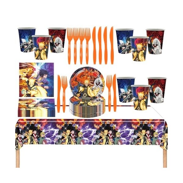 Decoration Anniversaire Naruto,Vaisselle de Fête Naruto,Decoration Anniversaire Naruto Assiette Nappes Serviettes Tasse Fourc