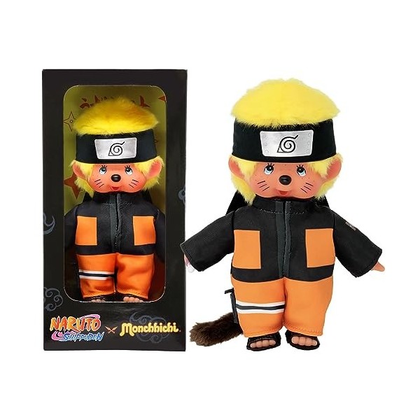 Bandai - Monchhichi - Peluche Monchhichi Naruto Shippuden - Peluche toute douce 20 cm pour enfants et adultes - SE241088