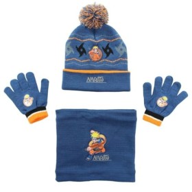 Disney Bonnet, Gants et Snood Naruto Garçon, Marine, Taille Normale Lot de 3 