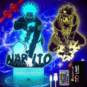 Veilleuse Naruto, 2-en-1 Kakashi Naruto Lampe 3D LED illusion - Naruto Manga Veilleuse Smart Remote Control Anime Lampe 16 Co
