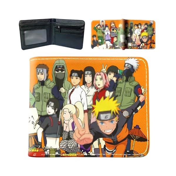 IOSCDH Na-Ruto Anime Portefeuille Faux Cuir Bifold Portefeuille Mince Dessin Animé Bourse Wallet Porte Carte Dessin Animé Por