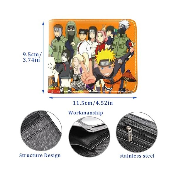 IOSCDH Na-Ruto Anime Portefeuille Faux Cuir Bifold Portefeuille Mince Dessin Animé Bourse Wallet Porte Carte Dessin Animé Por