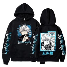 zhedu Nouveau Drôle Anime Jujutsu Kaisen Sweat À Capuche Gojo Satoru Sweats Automne Hiver Grande Taille Décontracté Mode Unis