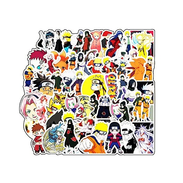 Lot de 62 Autocollants Anime en vinyle,NARUTO -ナルト- Stickers Imperméable Decals,Pour Ordinateur Portable,Bouteille deau,Skat