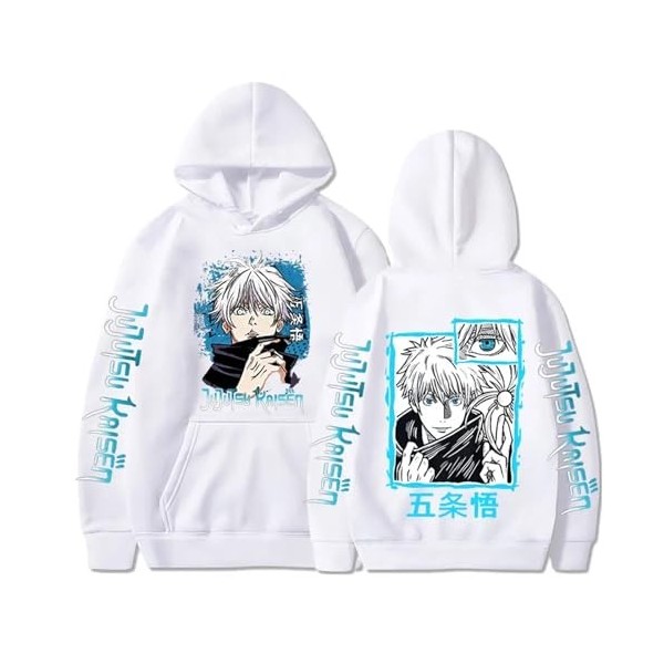 zhedu Nouveau Drôle Anime Jujutsu Kaisen Sweat À Capuche Gojo Satoru Sweats Automne Hiver Grande Taille Décontracté Mode Unis