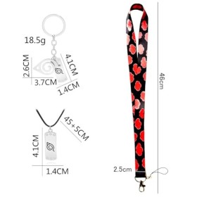 Akatsuki Porte-clé Ninja Corton Tour de Cou Uchiha Itachi Anime Accessoire Cosplay Déguisement Lanière Porte Badge pour Voitu