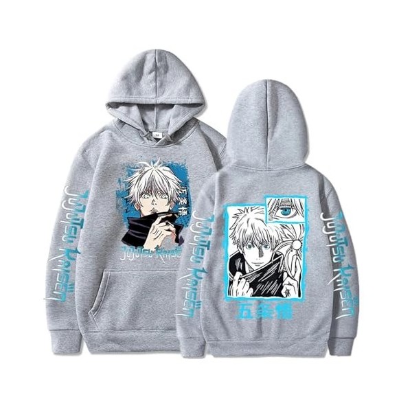 zhedu Nouveau Drôle Anime Jujutsu Kaisen Sweat À Capuche Gojo Satoru Sweats Automne Hiver Grande Taille Décontracté Mode Unis