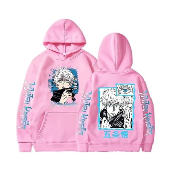 zhedu Nouveau Drôle Anime Jujutsu Kaisen Sweat À Capuche Gojo Satoru Sweats Automne Hiver Grande Taille Décontracté Mode Unis
