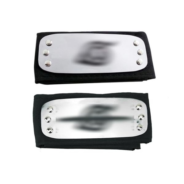 HNJUSR 2 Pièces Bandeau Narut Narut Shippuden Konoha Bandeau Bando Narut Noir Rouge Bleu Serre-Tête en Métal Cosplay Accessoi