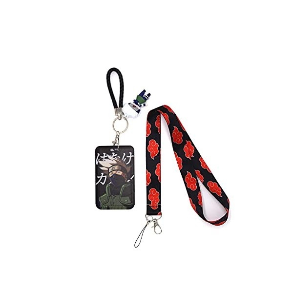 Fukujin Kakashi Lanière avec Porte Cartes,Anime Courroie de Cou de Lanière,anime cordon pour clés,Lanière porte-badge
