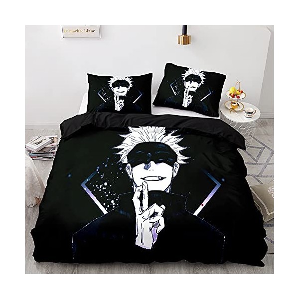 Jujutsu Kaisen Gojo Satoru Anime ensembles de literie dessin animé 3D imprimé Polyester tissu 1 housse de couette + 1/2 taie 