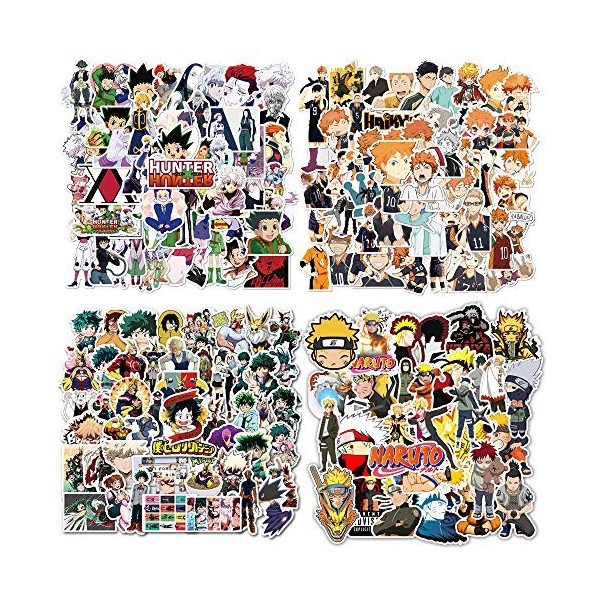 200 Stück Anime Aufkleber, Gemischte Ninja Aufkleber Hunter x Hunter Aufkleber My Hero Academia Aufkleber Haikyuu Aufkleber V