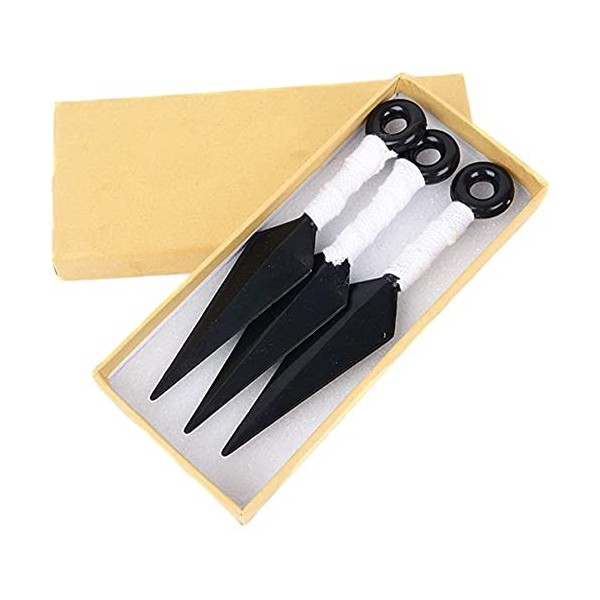 GUGUBU Naruto Shippuden Cosplay Lot de 3 Kunai en plastique blanc avec boîte de présentation