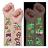 Tatouage Enfant, 12 Feuilles Tatouages temporaires lumineux pour enfants, Tatouages Ephémères Étanche pour Fille Garçons, Flu