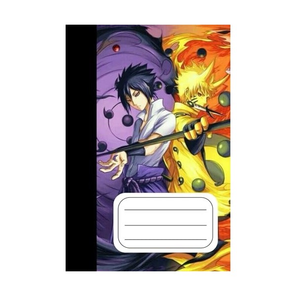 Quaderno a quadretti 5mm, scuola per ragazzi, 110 pagine, formato 6x9 15,24x22,86 , Tema Manga, Naruto, Quad.1