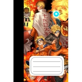Quaderno a quadretti 5mm, scuola per ragazzi, 110 pagine, formato 6x9 15,24x22,86 , Tema Manga, Naruto, Quad. 2