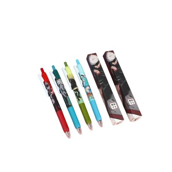 Jujutsu Kaisen Lot de 6 stylos à encre gel Noir 0,5 mm