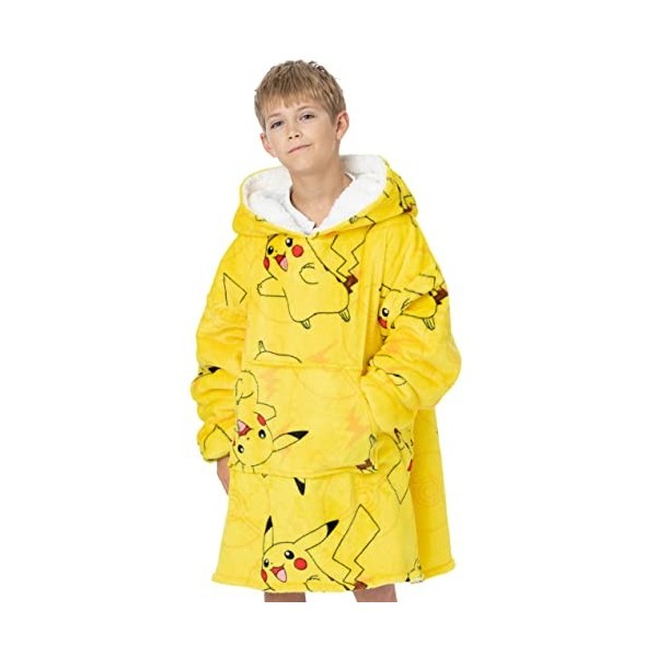 Pokémon Kids Sweat à Capuche surdimensionné Pikachu ou Pokeball Sherpa Fleece Taille Unique