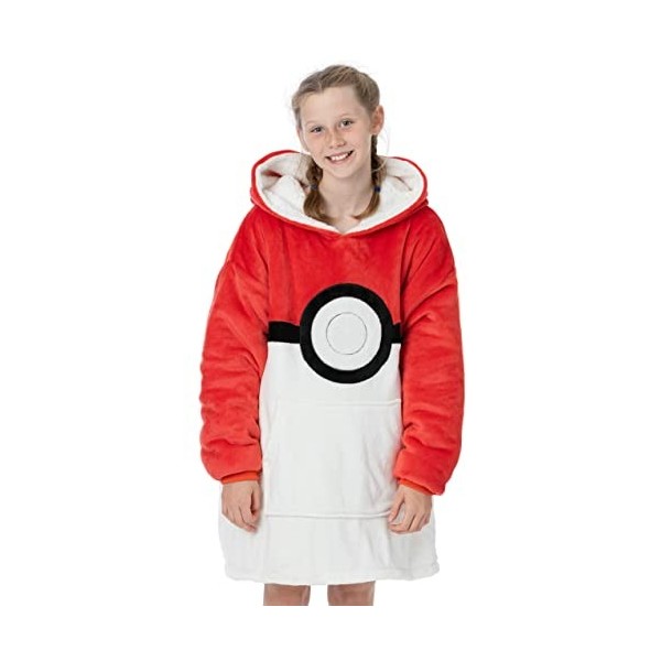 Pokémon Kids Sweat à Capuche surdimensionné Pikachu ou Pokeball Sherpa Fleece Taille Unique