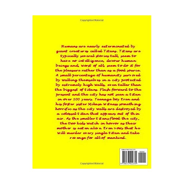 Shingeki no kyojin Midnight Sun Big Size Notebook Library and Home Decaration - School and College – Coffee Tea Table – 