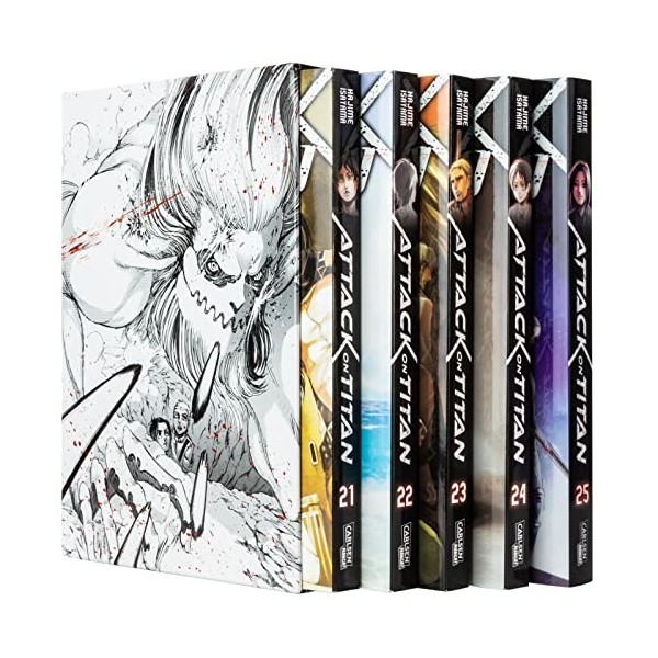 Attack on Titan, Bände 21-25 im Sammelschuber mit Extra: Atemberaubende Fantasy-Action im Kampf gegen grauenhafte Titanen