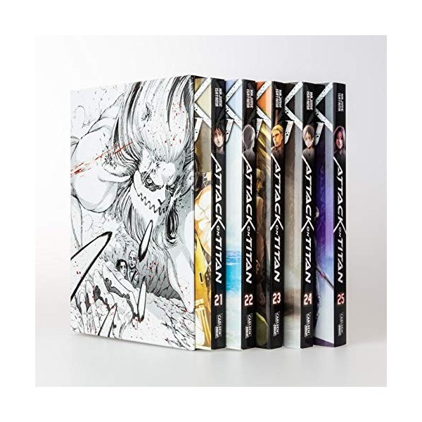 Attack on Titan, Bände 21-25 im Sammelschuber mit Extra: Atemberaubende Fantasy-Action im Kampf gegen grauenhafte Titanen